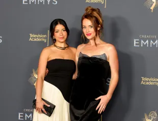 LOS ANGELES, CALIFORNIA - SEPTEMBER 07: (L-R) Jennifer Affleck and Whitney Leavitt attend the 2025 Creative Arts Emmy Awards at Peacock Theater on September 07, 2025 in Los Angeles, California. (Photo by Kevin Winter/Getty Images)