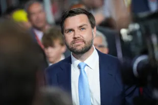 U.S. Sen. J.D. Vance (R-OH) arrives on the first day of the Republican National Convention at the Fiserv Forum on July 15, 2024 in Milwaukee, Wisconsin. (Photo by Andrew Harnik/Getty Images)