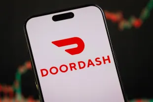 The DoorDash logo (Photo illustration by Cheng Xin/Getty Images)