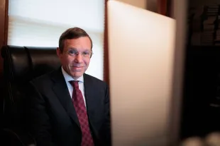 LEXINGTON, MA, USA - AUGUST 8: Abraham 'Avi' Loeb, a Harvard University astrophysicist who spent two weeks scouring the bottom of the Pacific Ocean for fragments of a meteorite that fell off the coast of Papua New Guinea in 2014, poses for a photo during exclusive interview at his home in Lexington, Massachusetts, United States on August 8, 2023. Abraham 'Avi' Loeb claims that the meteorite fragments recovered from the ocean floor could belong to a spacecraft. (Photo by Anibal Martel/Anadolu Agency via Getty Images)