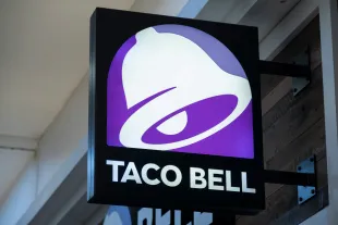Sign for the fast food brand Taco Bell on 17th November 2023 in London, United Kingdom. Taco Bell is an American-based chain of fast food restaurants founded in 1962 by Glen Bell. (photo by Mike Kemp/In Pictures via Getty Images)