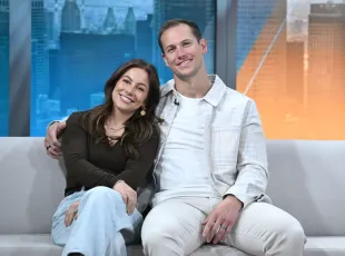NEW YORK, NEW YORK - NOVEMBER 19: (L-R) Shawn Johnson East and Andrew East are seen during a segment of "Good Day New York" on November 19, 2025 in New York City. (Photo by Michael Simon/Getty Images)
