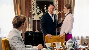 Mortimer Beaufort confronts Lydia during a tense breakfast scene as James watches in Maxton Hall :The World Between Us season 2 episode 5, Image via Amazon.