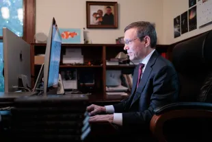 LEXINGTON, MA, USA - AUGUST 8: Abraham 'Avi' Loeb, a Harvard University astrophysicist who spent two weeks scouring the bottom of the Pacific Ocean for fragments of a meteorite that fell off the coast of Papua New Guinea in 2014, poses for a photo during exclusive interview at his home in Lexington, Massachusetts, United States on August 8, 2023. Abraham 'Avi' Loeb claims that the meteorite fragments recovered from the ocean floor could belong to a spacecraft. (Photo by Anibal Martel/Anadolu Agency via Getty Images)