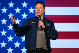 LANCASTER, PENNSYLVANIA - OCTOBER 26: SpaceX and Tesla founder Elon Musk speaks during an America PAC town hall on October 26, 2024 in Lancaster, Pennsylvania. Musk has donated more than $75 million to America PAC, which he co-founded with fellow Silicon Valley venture capitalists and tech businessmen to support Republican presidential nominee, former U.S. President Donald Trump. (Photo by Samuel Corum/Getty Images)