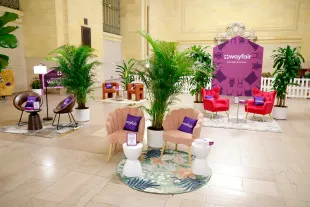 NEW YORK, NEW YORK - MAY 13: Wayfair furniture on display as Blake Griffin hosts Wayfair Chair-Ades pop-up in New York City at Vanderbilt Hall at Grand Central Terminal on May 13, 2025 in New York City. (Photo by Jason Mendez/Getty Images for Wayfair)