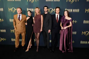 Cast actors of Robin Hood Sean Bean, Lydia Peckham, Connie Nielsen, Oscar Salem, Jack Patten and Lauren McQueen attend the Premiere f MGM+'s "Robin Hood" at The Culver Theater on October 21, 2025 in Culver City, California. (Photo by Frazer Harrison/Getty Images)