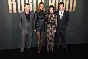 Cast actors of Robin Hood Sean Bean, Connie Nielsen, Lauren McQueen and Jack Patten attend the London screening of "Robin Hood" at Regent Street Cinema on October 28, 2025 in London, England. (Photo by Simon Ackerman/WireImage)
