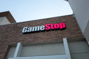 Facade with sign and logo at Game Stop video gaming store in Dublin, California, August 23, 2018. (Photo by Smith Collection/Gado/Getty Images)