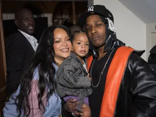 PARIS, FRANCE - JUNE 27: (EDITORIAL USE ONLY - For Non-Editorial use please seek approval from Fashion House) Rihanna, Riot and ASAP Rocky attend the AWGE Menswear Spring/Summer 2026 show as part of Paris Fashion Week on June 27, 2025 in Paris, France. (Photo by Arnold Jerocki/Getty Images)