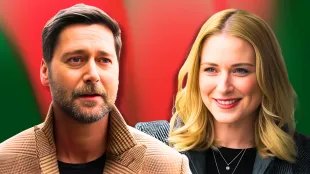 Ryan Eggold and Alexandra Breckenridge in My Secret Santa (Custom cover edited by Primetimer, Original Image ©️Netflix)