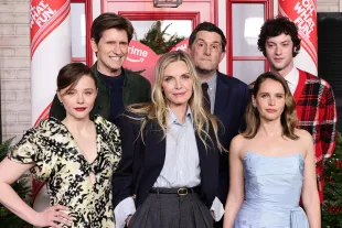 NEW YORK, NEW YORK - DECEMBER 02: Chloë Grace Moretz, Denis Leary, Michelle Pfeiffer, Michael Showalter, Dominic Sessa and Felicity Jones attend the premiere of Amazon MGM Studios' "Oh. What. Fun." at Alice Tully Hall on December 02, 2025 in New York City. (Photo by Theo Wargo/WireImage)