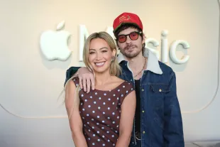 Hilary Duff and Matthew Koma stop by Apple Music Studios in LA for a live holiday Apple Music radio takeover on December 04, 2025 in Los Angeles, California. (Photo by Amy Sussman/Getty Images for Apple Music)