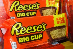 Reese's peanut butter cups are seen in a shop in Krakow, Poland on October 13, 2025. (Photo by Beata Zawrzel/NurPhoto via Getty Images)