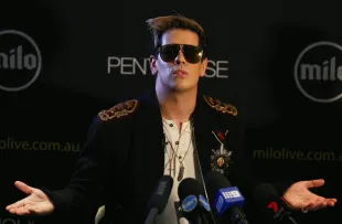 SYDNEY, AUSTRALIA - NOVEMBER 29:  Milo Yiannopoulos speaks during a press conference on November 29, 2017 in Sydney, Australia. Yiannopoulos is in Australia for his Troll Academy Tour.  (Photo by Don Arnold/WireImage)