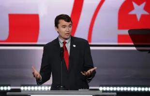 CLEVELAND, OH - JULY 18:  Charlie Kirk, Founder and Exec. Dir. of Turning Point USA, speaks on the first day of the Republican National Convention on July 18, 2016 at the Quicken Loans Arena in Cleveland, Ohio. An estimated 50,000 people are expected in Cleveland, including hundreds of protesters and members of the media. The four-day Republican National Convention kicks off on July 18. (Photo by Alex Wong/Getty Images)