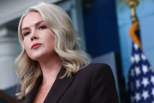 WASHINGTON, DC - OCTOBER 06: White House Press Secretary Karoline Leavitt answers questions from reporters during a press briefing in the Brady Press Briefing Room of the White House on October 06, 2025 in Washington, DC. Leavitt answered questions from reporters about a range of topics including the ongoing government shutdown during the briefing.  (Photo by Anna Moneymaker/Getty Images)