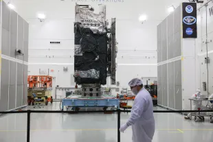A Geostationary Operational Environmental Satellite (GOES) – R (Image via Getty)