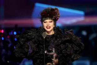 ELMONT, NEW YORK - SEPTEMBER 07: Lady Gaga accepts the “Artist of the Year” award onstage during the 2025 MTV Video Music Awards at UBS Arena on September 07, 2025 in Elmont, New York. (Photo by Manny Carabel/Getty Images for MTV)