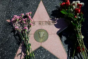 LOS ANGELES, CALIFORNIA - DECEMBER 15: Flowers rest on director Rob Reiner's star on the Hollywood Walk of Fame on December 15, 2025 in Los Angeles, California. The LAPD confirmed that Rob Reiner and his wife Michele Singer Reiner were found dead in their Brentwood home. Their son Nick has been arrested in connection to their deaths. (Photo by Mario Tama/Getty Images)