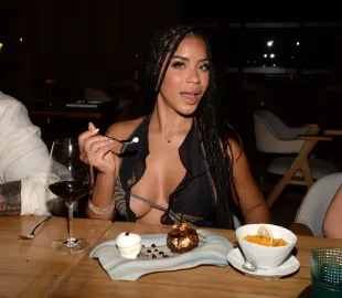 Love Island: USA star Amaya Espinal is seen eating at Muna restaurant at the Nobu Hotel Los Cabos on December 07, 2025 in Cabo San Lucas, Mexico. (Photo by Michael Simon/Getty Images for Nobu Hotel Los Cabos )