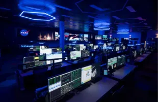 The new Orion Mission Evaluation Room inside the Mission Control Center at NASA’s Johnson Space Center in Houston (Image via Getty)