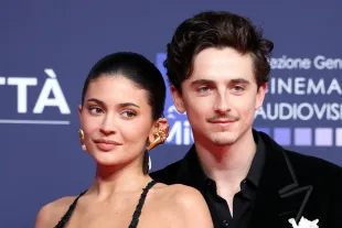 Kylie Jenner and Timothée Chalamet attend the red carpet during the 70th David Di Donatello at Cinecitta Studios on May 07, 2025 in Rome, Italy. (Photo by Daniele Venturelli/WireImage)