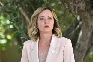 FASANO, ITALY - JUNE 13: Italian Prime Minister Giorgia Meloni attends a welcome ceremony  on June 13, 2024 in Fasano, Italy. The G7 summit in Puglia, hosted by Italian Prime Minister Giorgia Meloni, the seventh held in Italy, gathers leaders from the seven member states, the EU Council, and the EU Commission. Discussions will focus on topics including Africa, climate change, development, the Middle East, Ukraine, migration, Indo-Pacific economic security, and artificial intelligence. (Photo by Antonio Masiello/Getty Images)