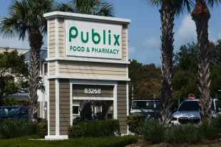 Publix logo is seen in Florida Keys, United States on May 7, 2024. (Photo by Jakub Porzycki/NurPhoto via Getty Images)