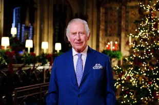 WINDSOR, ENGLAND - DECEMBER 13: In this image released on December 23, King Charles III is seen during the recording of his first Christmas broadcast in the Quire of St George's Chapel at Windsor Castle, on December 13, 2022 in Windsor, England. (Photo by Victoria Jones - Pool/Getty Images)