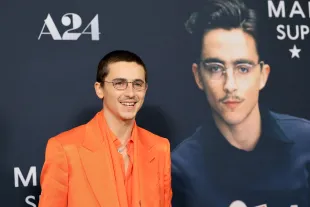 NEW YORK, NEW YORK - DECEMBER 16: Timothée Chalamet attends A24's "Marty Supreme" New York Premiere on December 16, 2025 in New York City. (Photo by Dia Dipasupil/WireImage)