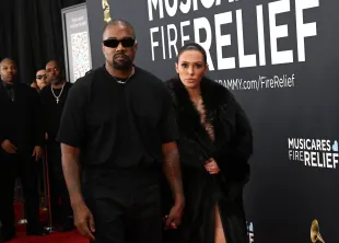 (L-R) Kanye West and Bianca Censori attend the 67th GRAMMY Awards on February 02, 2025 in Los Angeles, California. (Photo by Jon Kopaloff/WireImage)