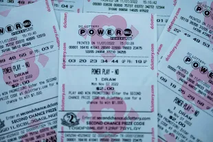 WASHINGTON, DC - NOVEMBER 07: In this photo illustration, tickets for the upcoming Powerball lottery are seen on November 07, 2022 in Washington, DC. The estimated Powerball jackpot for the November 7th drawing has increased to $1.9 billion, with an estimated lump sum payment of $929.1 million. (Photo illustration by Tasos Katopodis/Getty Images)