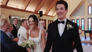 Miles Teller and his wife Keleigh Teller at their wedding (Image via Instagram/@keleighteller)