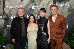 HOLLYWOOD, CALIFORNIA - FEBRUARY 19: (L-R) Kurt Russell, Anna Sawai, Mari Yamamoto, and Wyatt Russell attend the world premiere of Apple TV's “Monarch: Legacy of Monsters” Season 2 at TCL Chinese Theatre on February 19, 2026 in Hollywood, California. (Photo by Emma McIntyre/Getty Images): Source- Getty Images