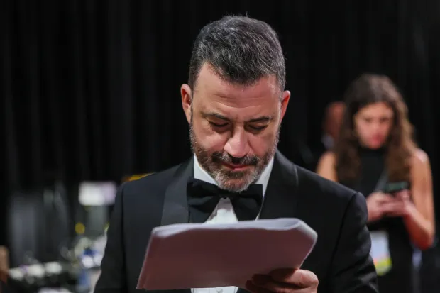 Hollywood, CA - March 10: Jimmy Kimmel back stage during the the 96th Annual Academy Awards in Dolby Theatre at Hollywood & Highland Center in Hollywood, CA, Sunday, March 10, 2024. (Robert Gauthier / Los Angeles Times via Getty Images)