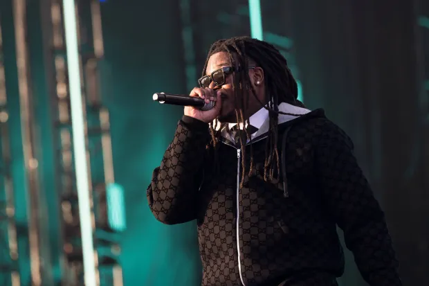 American rapper and record producer Lucki performs onstage during day 2 of Rolling Loud Miami at Hard Rock Stadium on December 14, 2024 in Miami Gardens, Florida. (Photo by Jason Koerner/Getty Images)