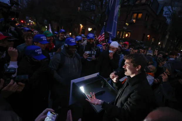 Nick Fuentes slams man in Nazi Uniform kicked out of Georgia college bar over attacking woman in camera (Photo by Tayfun Coskun/Anadolu Agency via Getty Images)