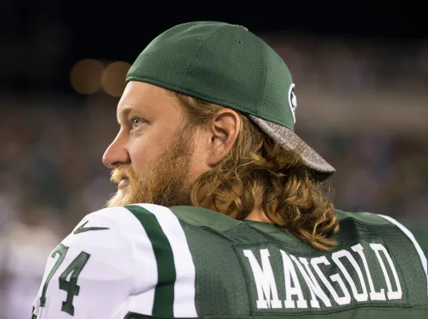 PHILADELPHIA, PA - SEPTEMBER 1: Nick Mangold #74 of the New York Jets looks on during the game against the Philadelphia Eagles at Lincoln Financial Field on September 1, 2016 in Philadelphia, Pennsylvania. The Eagles defeated the Jets 14-6. (Photo by Mitchell Leff/Getty Images)