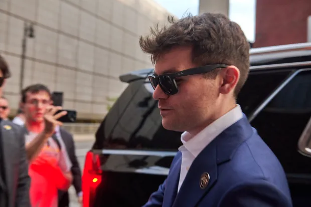 DETROIT, MICHIGAN - JUNE 15: Far-right political figure Nick Fuentes rallies outside Turning Point USA’s The People’s Convention on June 15, 2024 in Detroit, Michigan. Fuentes and his supporters, known as “groypers”, held a rally outside after being ejected from the Turning Point event. (Photo by Dominic Gwinn/Getty Images)