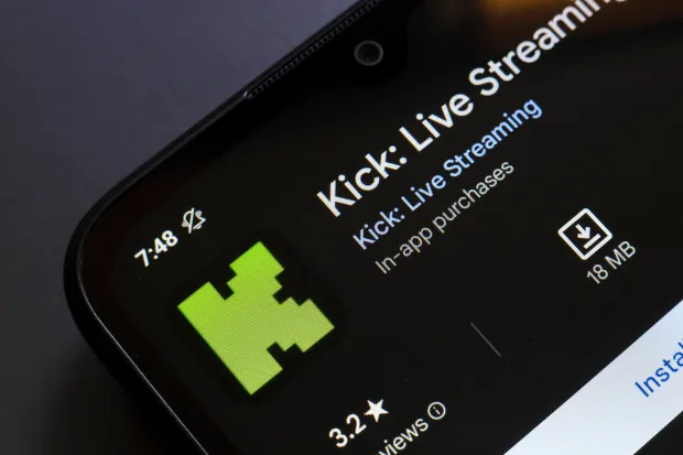 The Kick app logo appears on the screen of a smartphone in Reno, United States, on November 25, 2024. (Photo Illustration by Jaque Silva/NurPhoto via Getty Images)